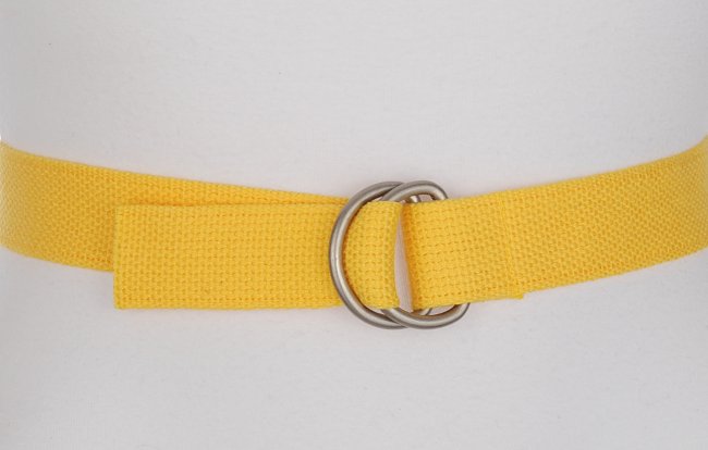 daffodil yellow D-ring canvas belt