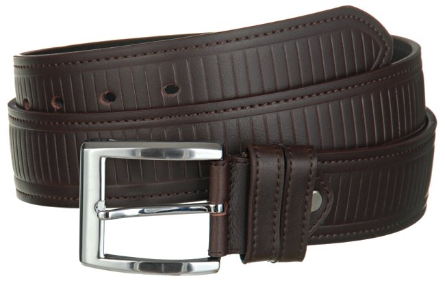 brown armadillo embossed genuine leather casual dress belt with nickel polish buckle