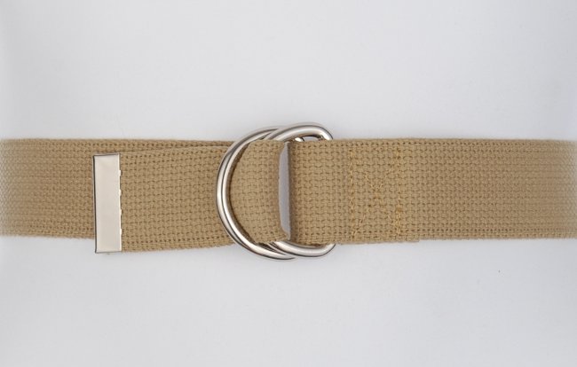 mens khaki cotton D-ring canvas belt