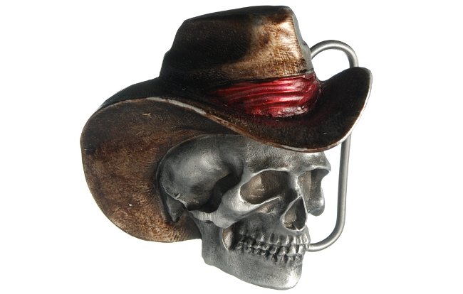 cowboy skull belt buckle