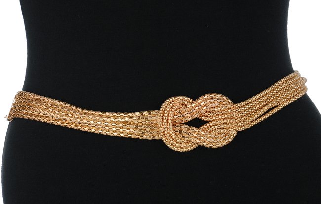gold reef knot multi-string double texture chain belt
