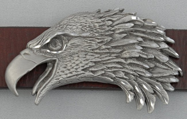 dress size eagle's head pewter belt buckle