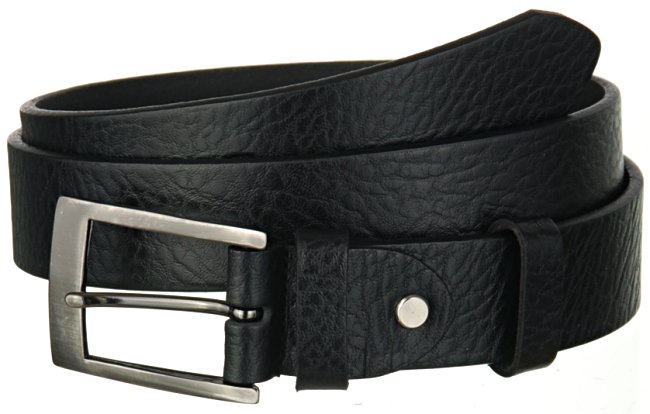 single ply embossed black leather belt