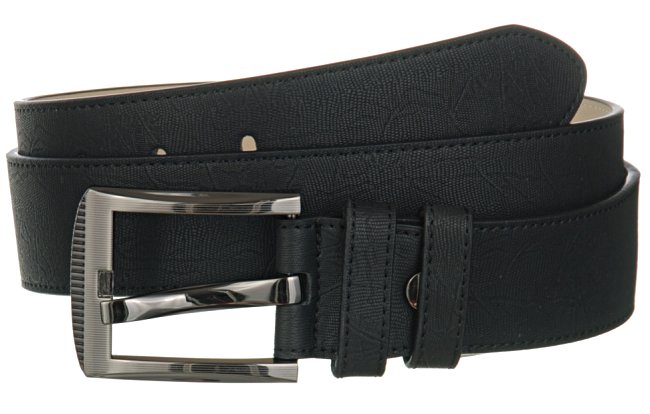 black Komodo dragon embossed genuine leather casual dress belt with gunmetal buckle