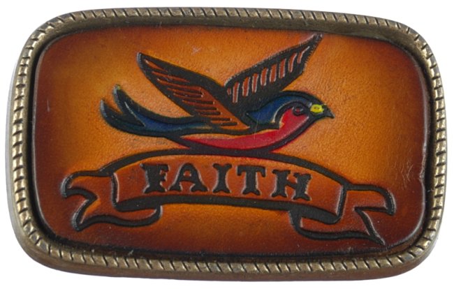 bird and faith top-grain leather inlay western buckle