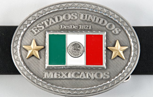 Mexico Mexican Flag Belt Buckle 