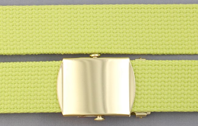 lime green military-style cotton blend web belt