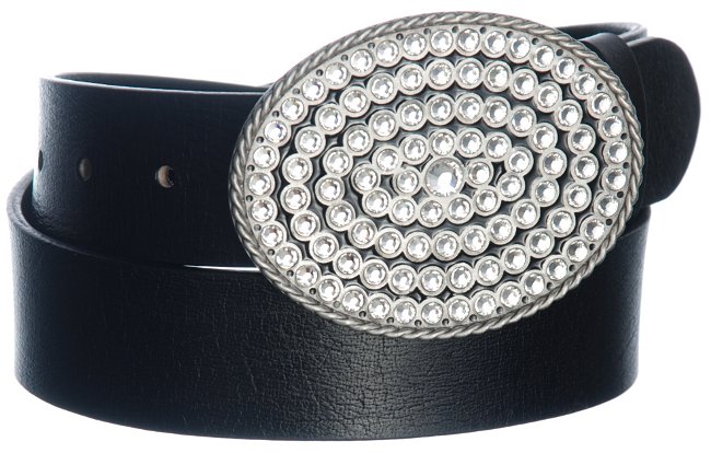 black belt with rhinestone buckle