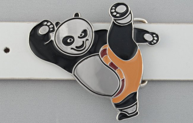 kung-fu martial arts kicking panda buckle