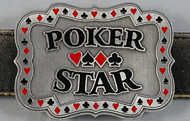 red and black enamel pewter Poker Star belt buckle