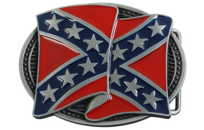 oval rebel flag belt buckle