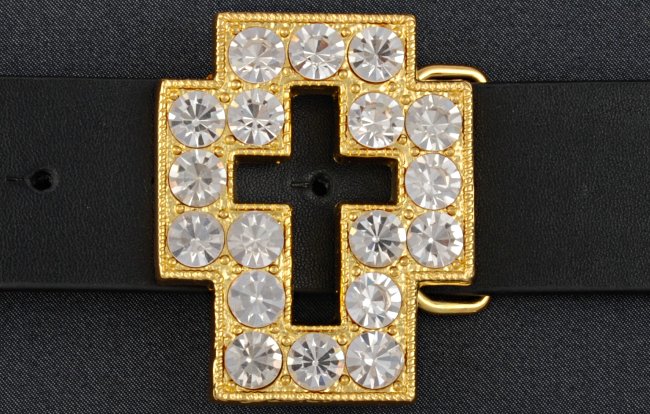 big rhinestone Christian cross outline belt buckle