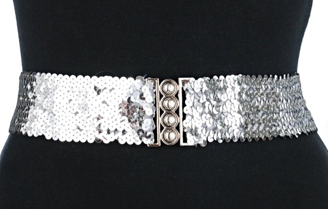 Silver sequin outlet belt