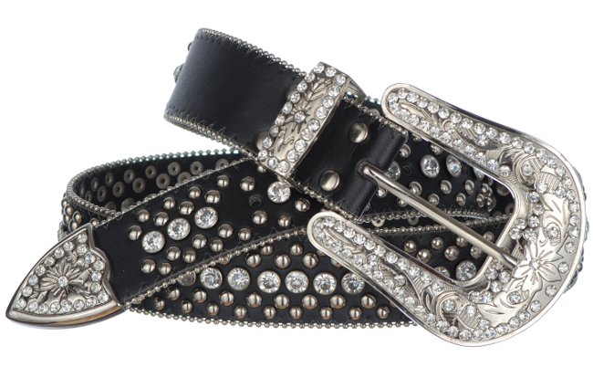 black Skyline crystal rhinestone western leather belt