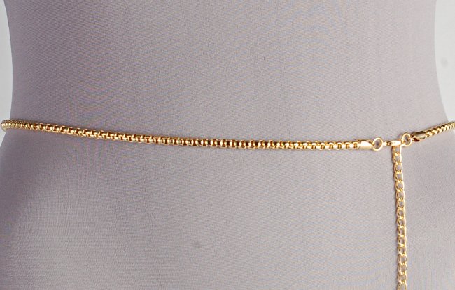 Strait City image: slender box chain belt gold 3118