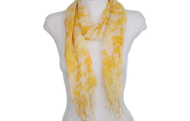 lemon yellow summer floral print scarf