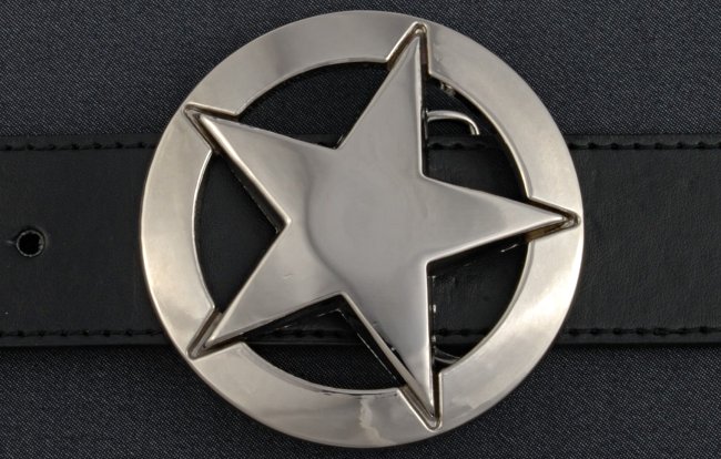 5-point star in ring mirrored belt buckle