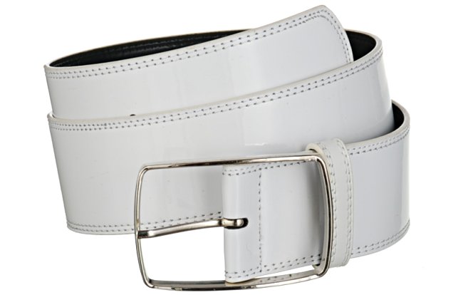 ulra-ide white vinyl fashion belt