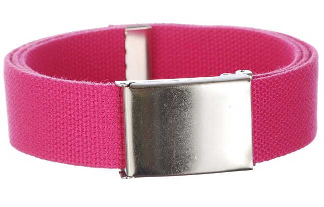 hot pink wide web belt with military style buckle