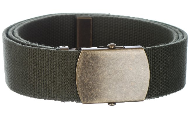 olive wide web belt with military style buckle