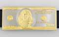 silver and gold $100 dollar bill belt buckle