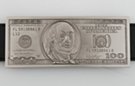 pewter gray $100 dollar bill belt buckle