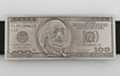 pewter gray $100 dollar bill belt buckle
