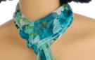 small belt scarf, blue-green pansy floral