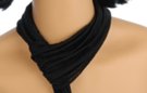 small belt scarf, ribbed viscose, black