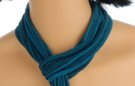 small belt scarf, ribbed viscose, blue-green