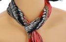 small belt scarf, coral and gray