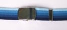 1-1/4" military-style web belt, light to dark blue bands with nickel polish buckle