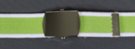 1-1/4" military-style web belt, lime green with white edge bead and nickel polish buckle