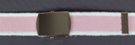 1-1/4" military-style web belt, dusty pink with white edge bead and nickel polish buckle