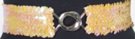iridescent beige sequin stretch belt with silvertone maxi interlocking buckle