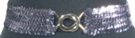 grey sequin stretch belt with silvertone maxi interlocking buckle