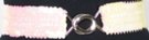 iridescent white sequin stretch belt with silvertone maxi interlocking buckle; has very light ivory cast