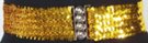 gold sequin stretch belt with silvertone multi interlocking buckle