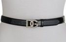 DG rhinestone buckle black patent leather womens dress belt