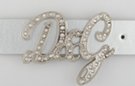 D & G in script with rhinestones buckle