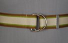 beige, brown and green striped D-ring polyester web belt