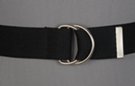 1-1/2" wide burnished D-ring web belt, black with nickel polish D-rings and tab
