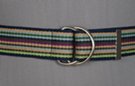 D-ring belt, blue, green and purple striped
