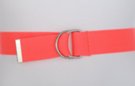 bright coral web belt with nickel polish D-rings and tab
