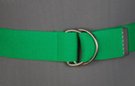 Irish green D-ring web belt with nickel polish D-rings and tab