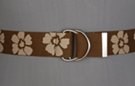 Dring belt, white Hawaiian flower print on dark khaki