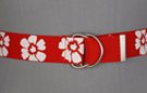 Dring belt, white Hawaiian flower print on red