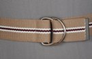 D-ring belt, khaki, white, brown striped
