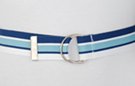D-ring web belt, navy blue, sky blue and white striped