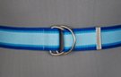 baby blue, royal blue and turquoise striped D-ring polyester web belt